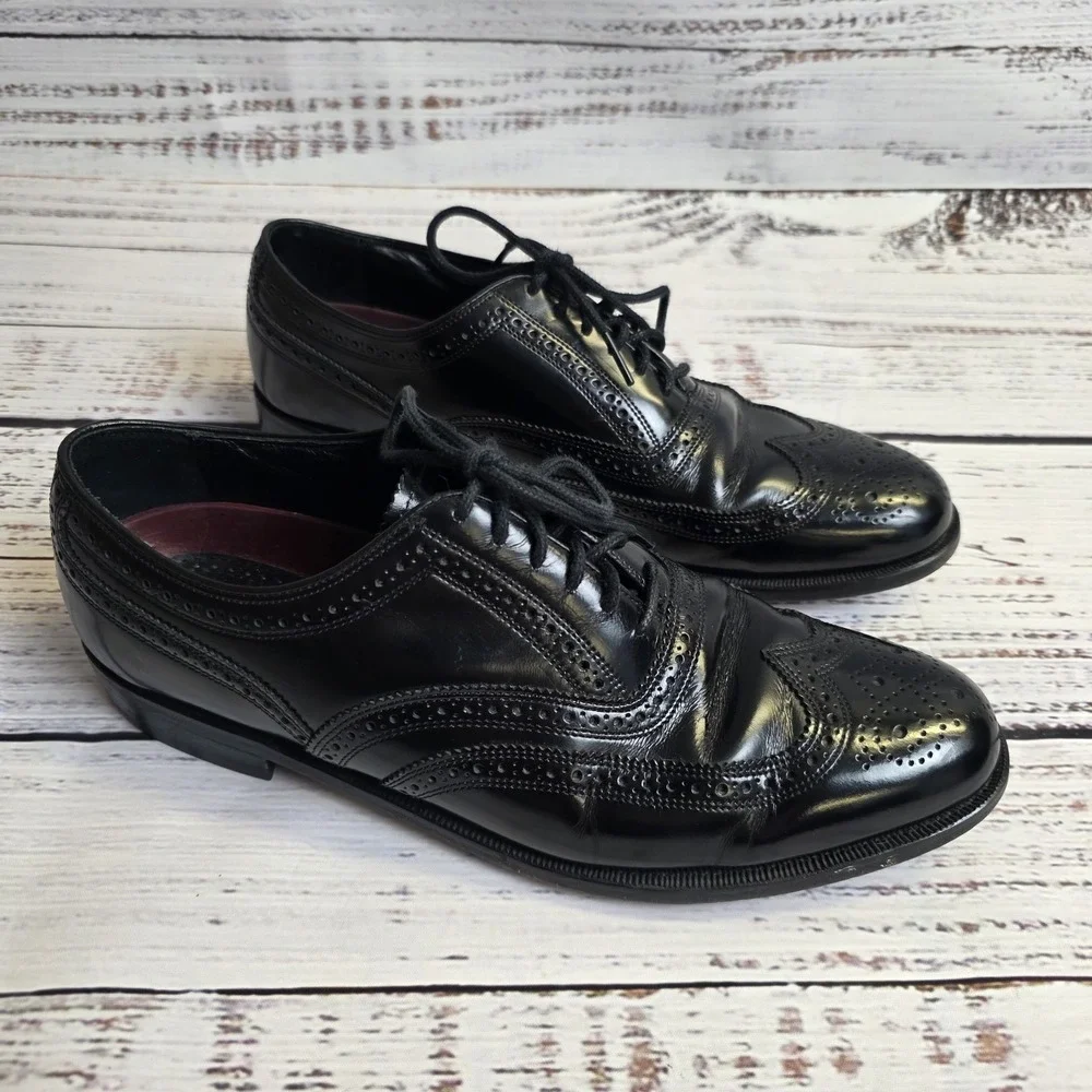 Florsheim Shoes Men's Black Leather Brogue Oxford Wingtip 20381‎ Size 9 1/2 D